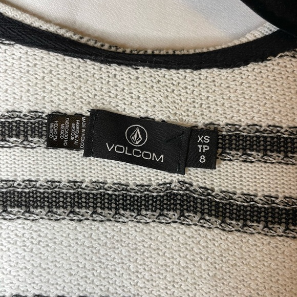 VOLCOM Black and White Striped Open Flyaway Cardigan Front Hi-Low Size XS - Picture 2 of 9